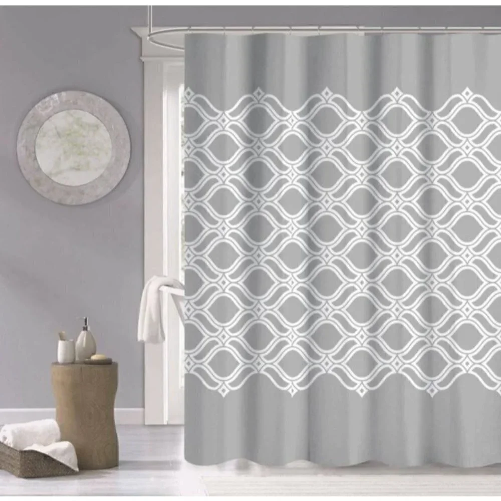 DAINTY HOME Diamonte Bathroom Shower Curtain Grey Neutral | 70x72